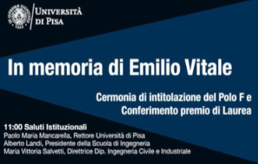 In memoria di Emilio Vitale - Cerimonia di Intitolazione del Polo F e Premio di Laurea